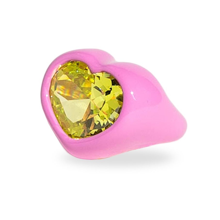 Lux Pink and Green ring, Heart Boom Boom collection